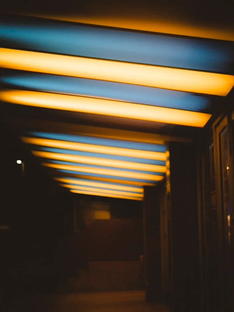 Portsmouth city centre at night with street lights