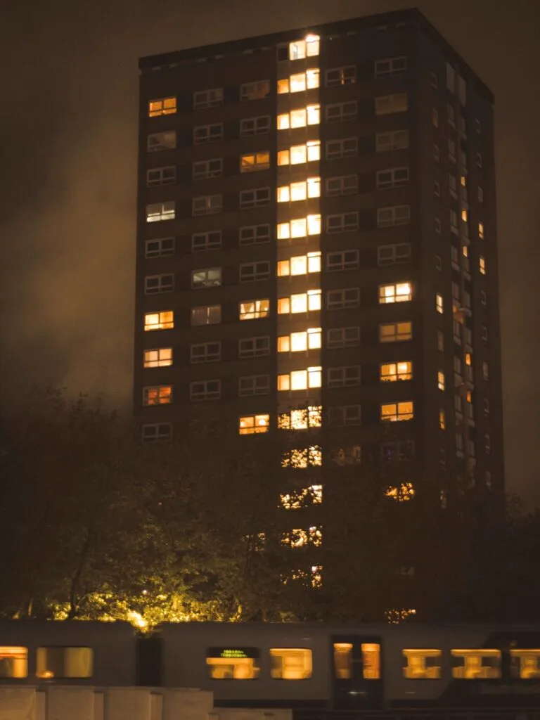 Portsmouth street photography at night with atmospheric lighting