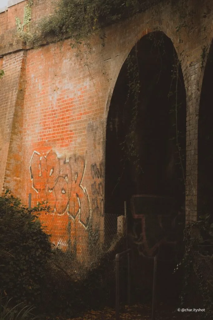 Hidden pathway under the train bridge in Havant