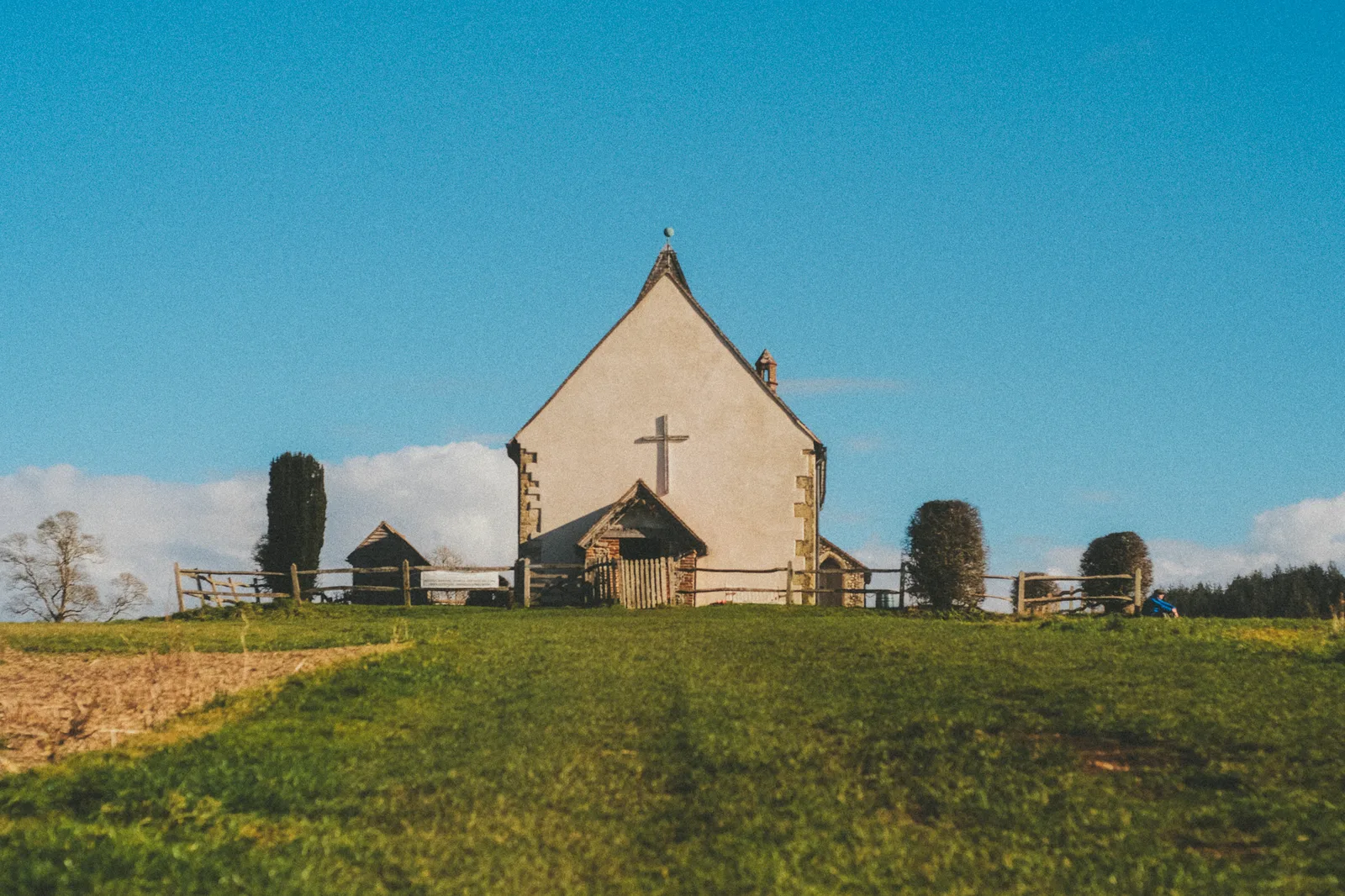 St Hubert's Church in winter landscape