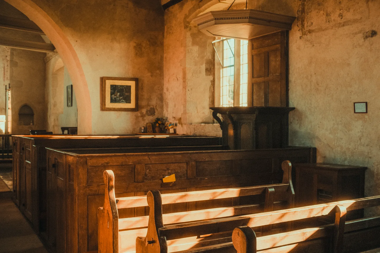Warm light on the altar at St Hubert's