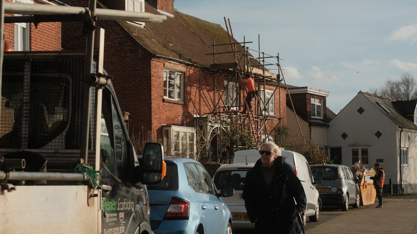 Construction worker on scaffolding in Emsworth