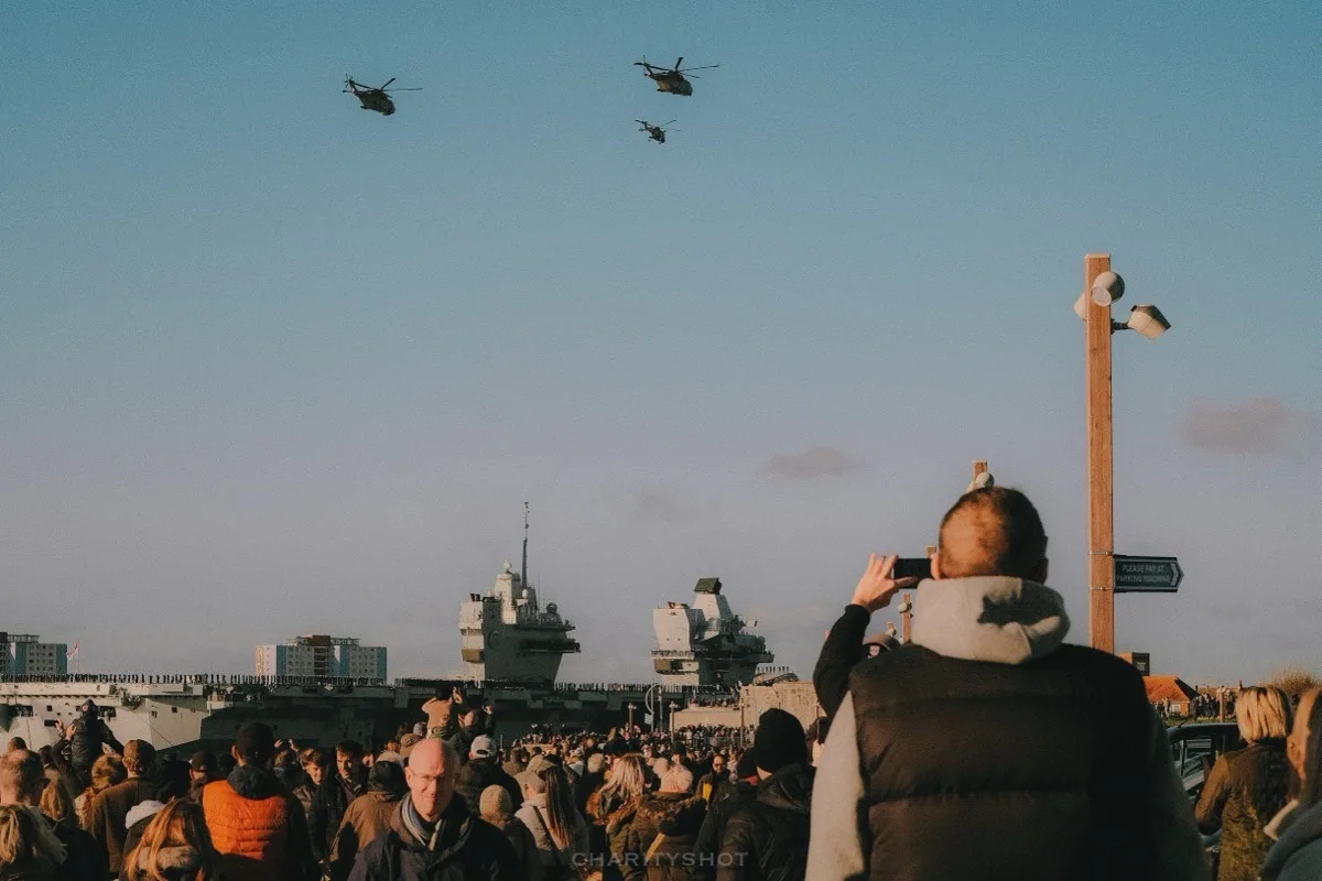 HMS Prince of Wales docked at Portsmouth Naval Base